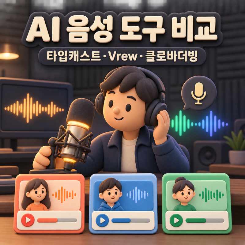 AI 음성 만들기 도구 비교｜타입캐스트·Vrew·클로바더빙 차이점 정리