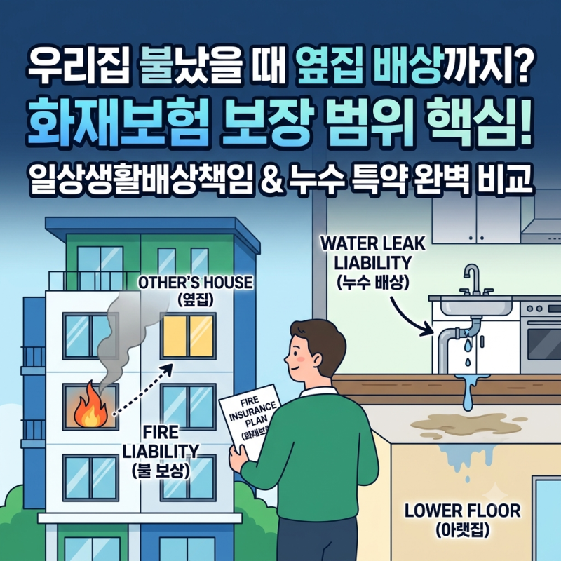 화재보험 보장 범위 핵심! 옆집 피해 배상부터 누수 특약, 일상생활배상책임까지 완벽 비교