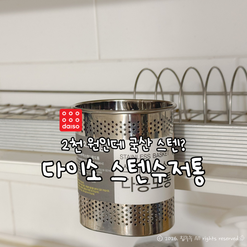 “2천 원인데 국산 스텐?” 다이소 물빠짐 좋은 수저통 직접 써보니