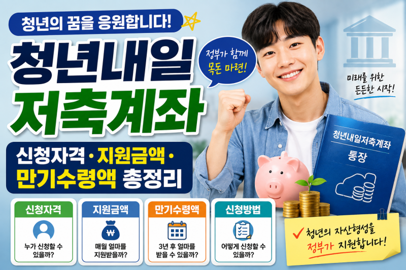 청년내일저축계좌 신청 방법 총정리.. 신청자격 지원금액 만기수령액