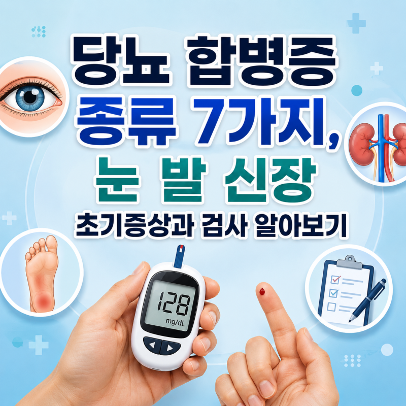 당뇨 합병증 종류 7가지, 눈 발 신장 초기증상과 검사 알아보기