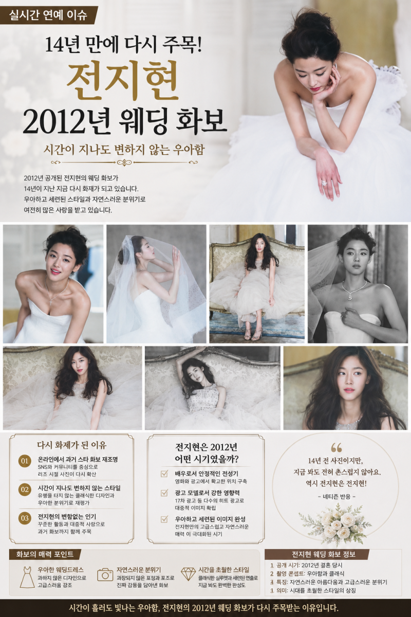[Star Issue] Why actress Jun Ji-hyun's 2012 wedding photoshoot became a hot topic again after 14 years