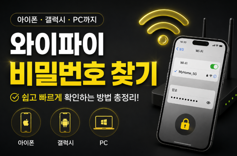 와이파이 비밀번호 찾기, 아이폰 갤럭시 PC에서 확인하는 방법