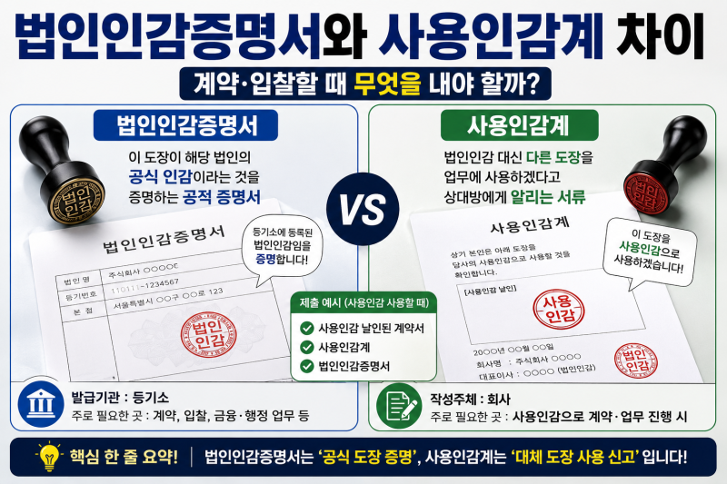 법인인감증명서와 사용인감계 차이｜계약할 때 무엇을 내야 할까?