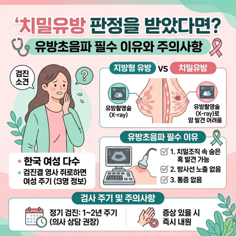 유방초음파 검사 주기 및 치밀유방 판독 결과 총정리
