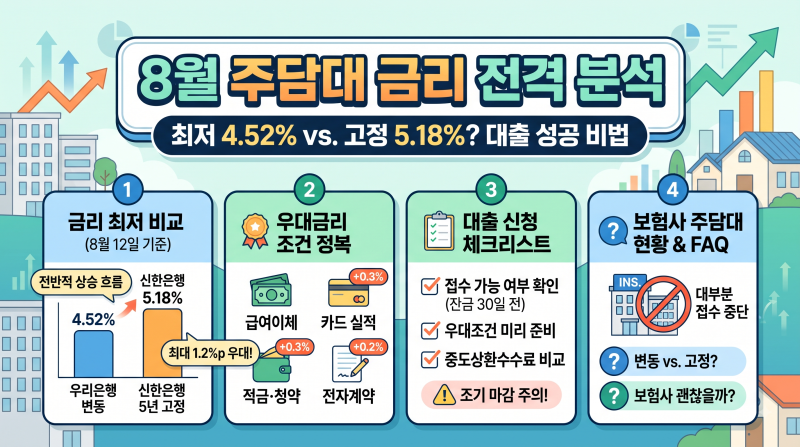 주담보대출 금리 비교 총정리 8월 기준