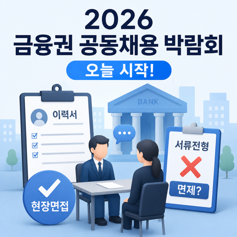 2026 금융권 공동채용 박람회 오늘 시작, 현장면접 잘 보면 서류전형 면제될까?
