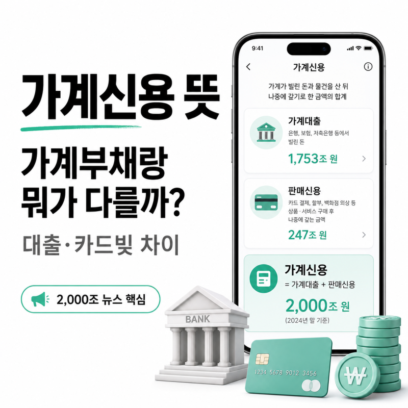 가계부채 2000조 뉴스, 왜 ‘가계신용’이라고 할까? 대출·카드빚 차이까지 정리
