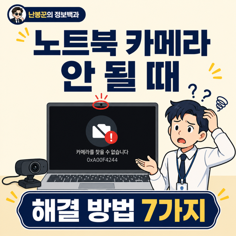 노트북 카메라가 안 될 때 해결 방법 7가지｜웹캠 인식·화면 안 나옴