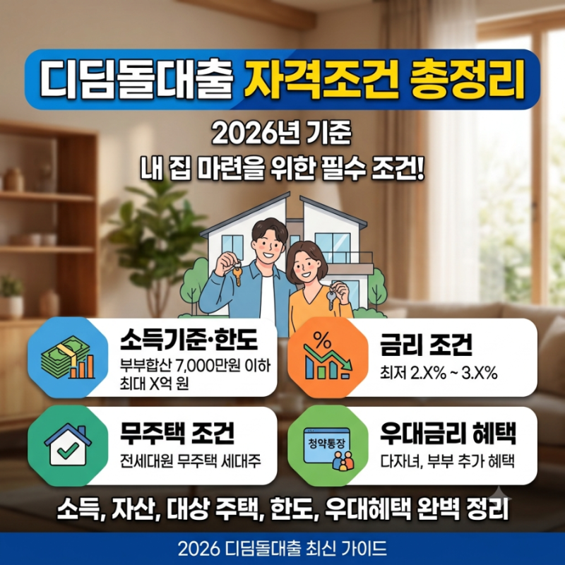 디딤돌대출 자격조건 총정리｜2026년 소득기준·한도·금리·무주택 조건 확인