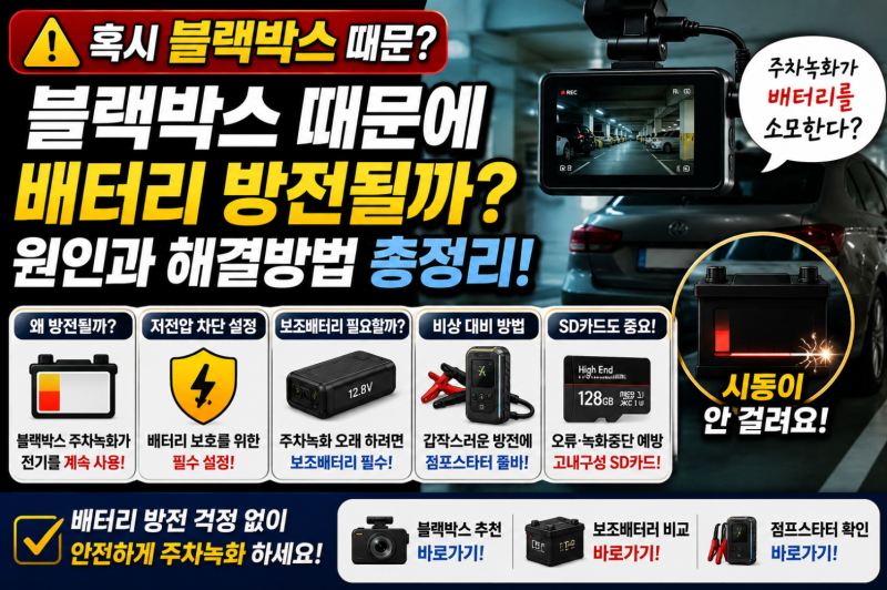 블랙박스 때문에 자동차 배터리 방전될까? 주차녹화 설정과 보조배터리까지 정리
