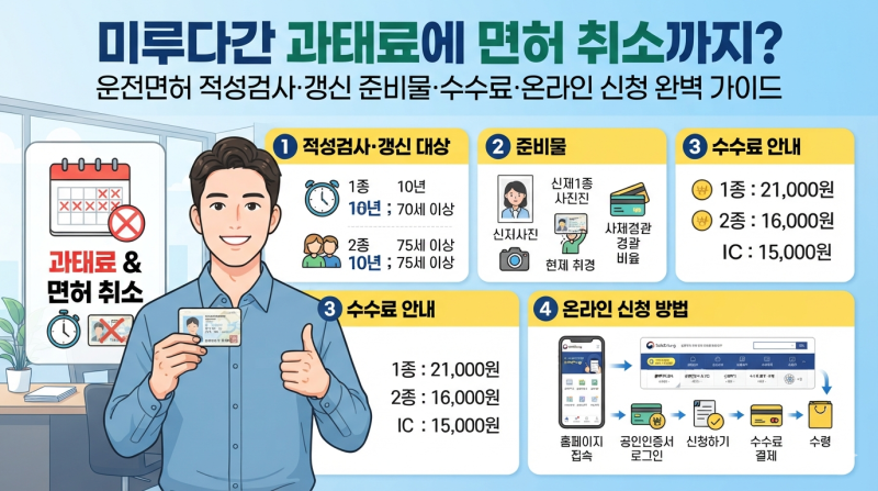 "미루다간 과태료에 면허 취소까지?" 운전면허 적성검사·갱신 준비물·수수료·온라인 신청 ....