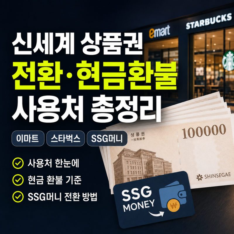신세계 상품권 전환 현금 환불 사용처 총정리｜이마트 스타벅스 SSG 쓱 머니