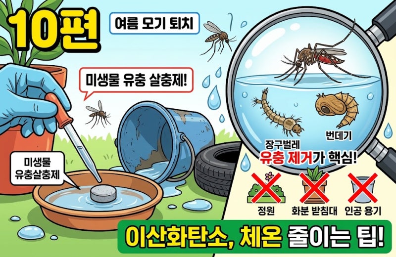 여름 모기 퇴치 10편: 집 주변 모기 서식지(정원, 화분 받침대, 인공 용기) 유충 제거법