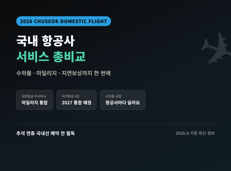국내선 항공사 수하물·마일리지·지연보상 총정리