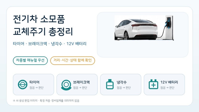 전기차 소모품 교체주기 총정리: 타이어·브레이크액·냉각수·12V 배터리