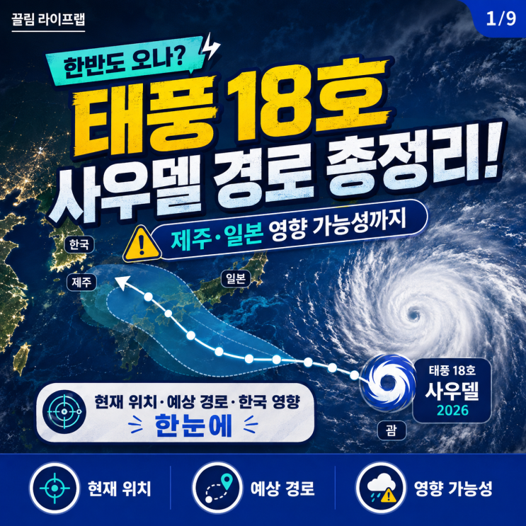 2026년 <b>태풍</b> 18호 <b>사우델</b> <b>태풍</b> 경로 예측