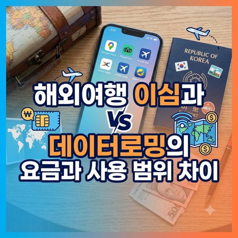 해외여행 이심과 데이터로밍의 요금과 사용 범위 차이