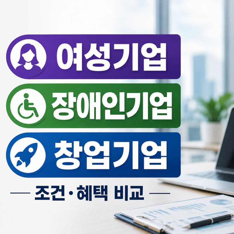 여성기업·장애인기업·창업기업, 우리 회사도 해당될까요? 조건과 혜택 비교