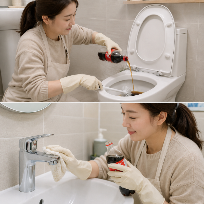 먹다 남은 김 빠진 콜라 버리지 마세요! 화장실·수도꼭지 청소에 이렇게 활용하세요