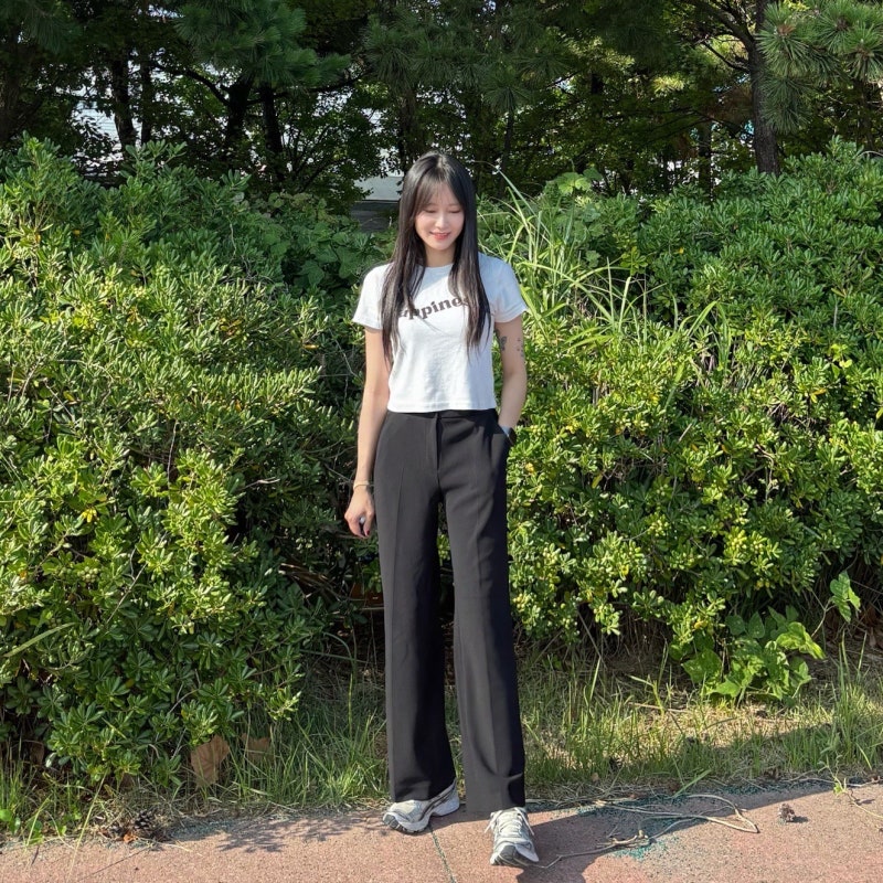 여성 슬랙스 클라비스 슬랙스닝으로 출근룩 완성