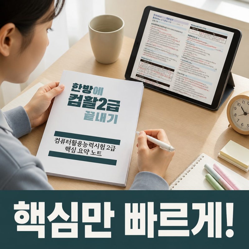 컴활 2급 필기 독학 한방에 끝내는 요약노트 pdf 추천 단기 합격 비법