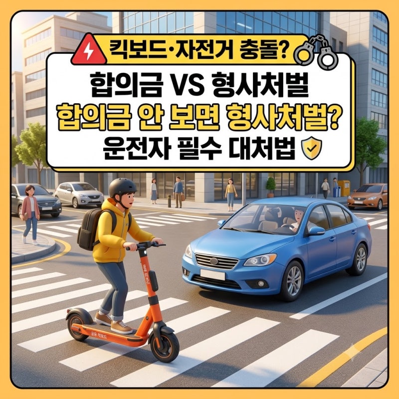 자전거 킥보드 충돌 사고 합의금 안 보면 형사처벌? 운전자 필수 대처법