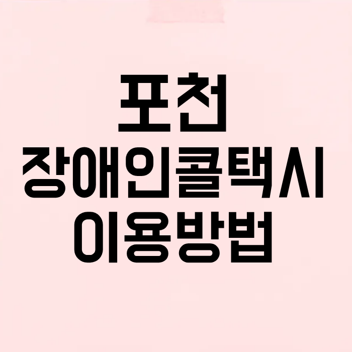 포천 장애인콜택시 이용 대상 예약 방법 부르는법 지역 요금 신청 서류