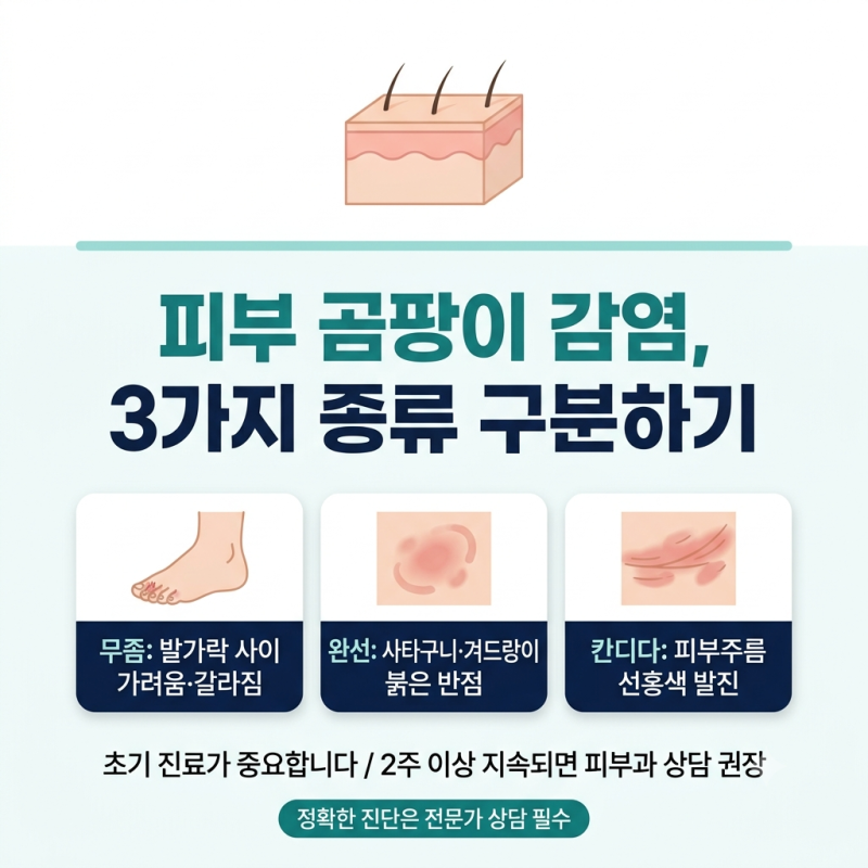 피부 곰팡이 감염 증상, 무좀·칸디다·완선 구분하는 법