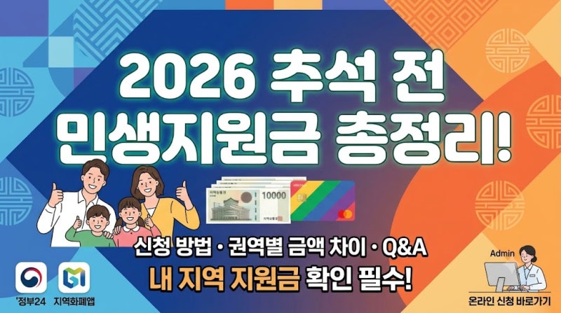 [2026 최신] 추석 전 전국 민생지원금 총정리! 신청 방법, 권역별 금액 차이 및 Q&A