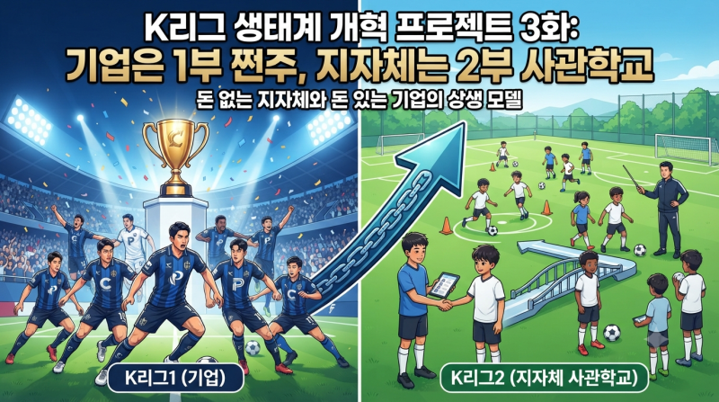 "지자체는 2부 사관학교, 기업은 1부 쩐주" - 한국형 K리그 개편 모델