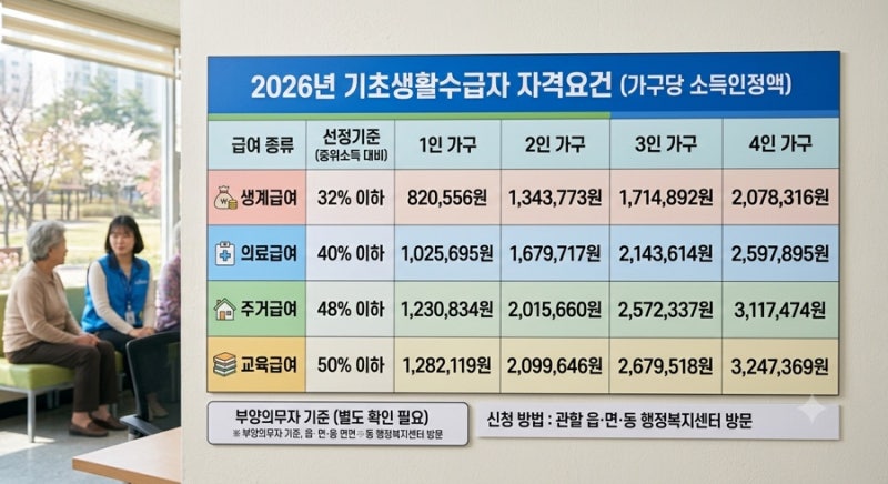 정부 지원금, 나도 받을 수 있을까? 2026년 기초생활수급자 '자격요건 & 혜택' 완벽 정리