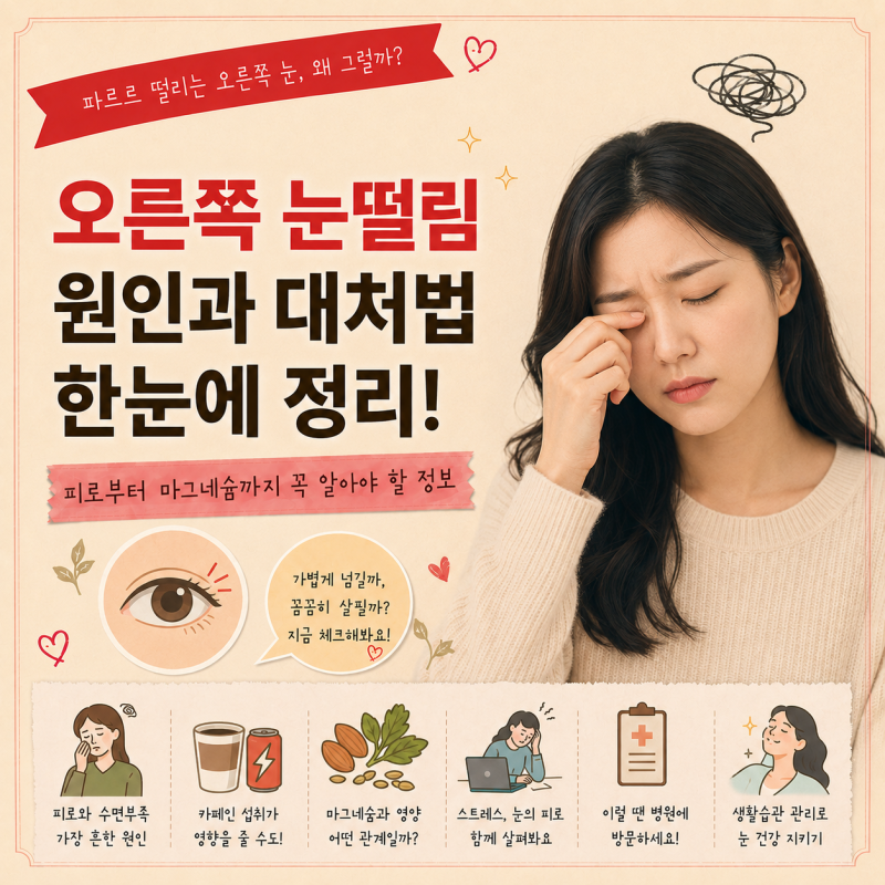 오른쪽 눈떨림 원인 마그네슘 부족 때문일까 계속 떨린다면 확인할 것