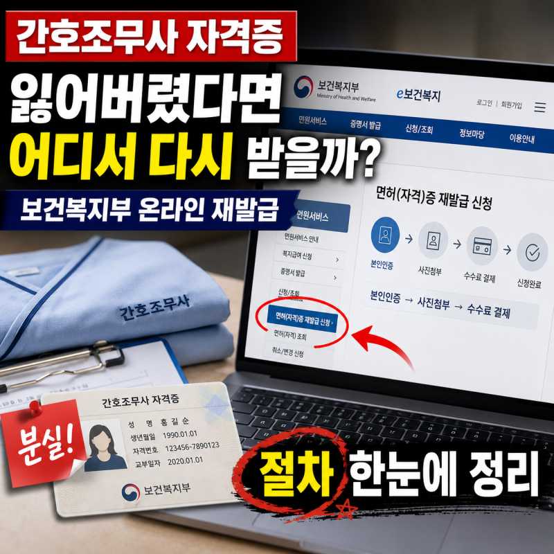간호조무사 자격증, 자격증 잃어버렸다면 어디서 다시 받을까? 보건복지부 온라인 재발급 절....