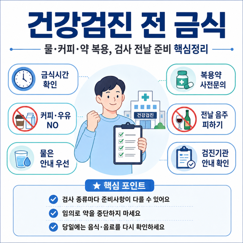 건강검진 전 금식 물 커피, 약 복용과 검사 전날 준비법