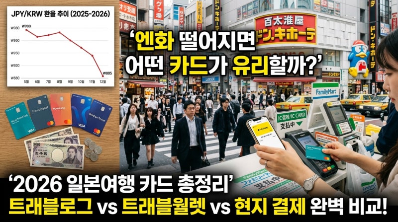 엔화 환율 떨어지면 어떤 일본여행 카드가 유리할까?｜2026 일본 결제 트래블카드 혜택 비교
