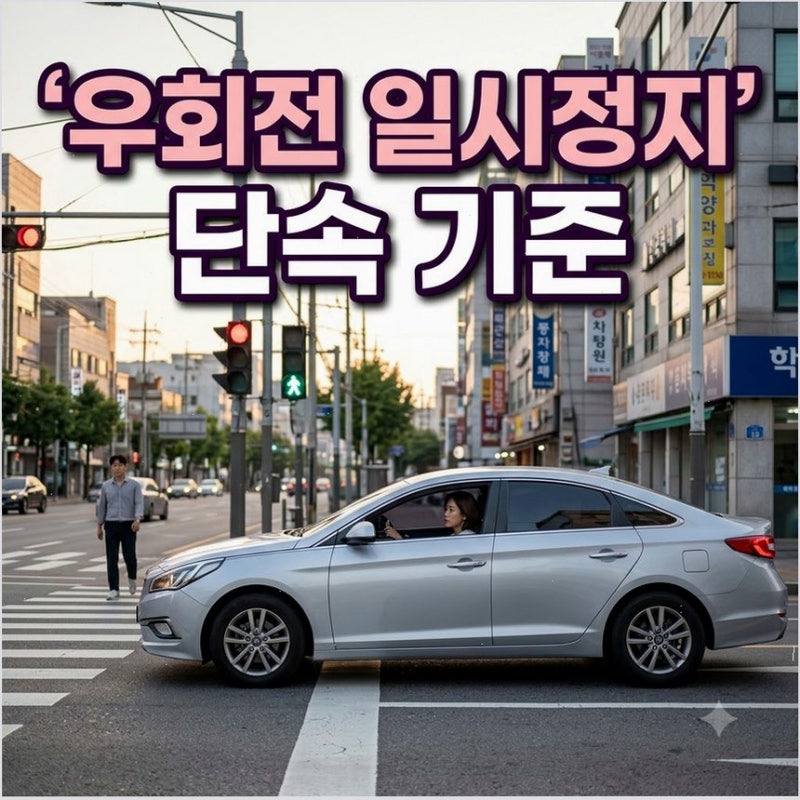 교차로 우회전 일시정지 단속 기준과 범칙금 벌점 놓치기 쉬운 적색신호 바퀴 멈춤 기준