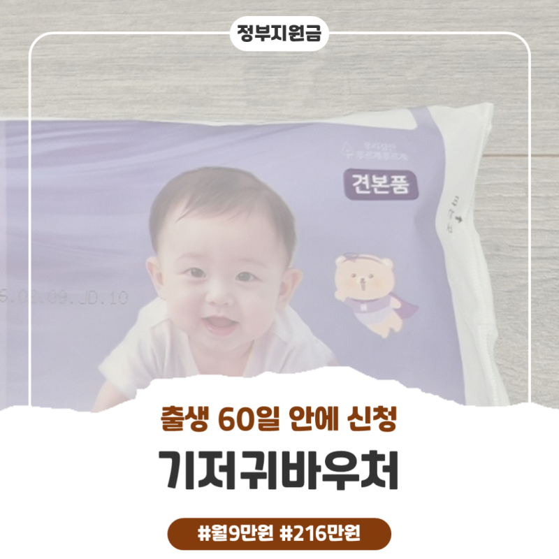 기저귀바우처 월 9만 원, 출생 60일이 216만 원과 162만 원을 갈라요