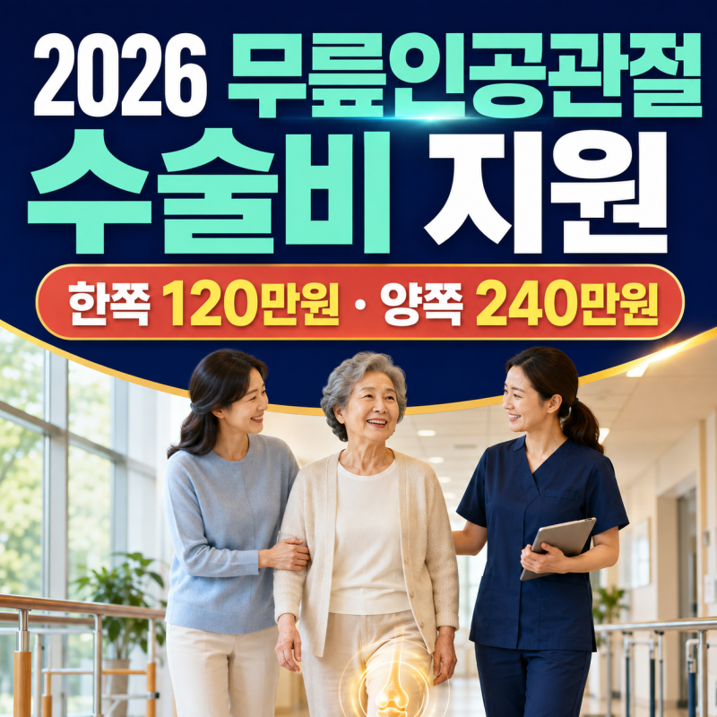 2026 노인 무릎인공관절 수술비 지원 대상은?한쪽 120만원 신청방법·서류