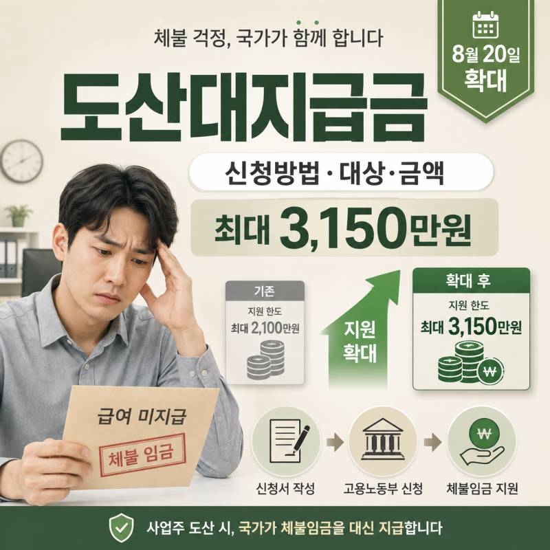 도산대지급금 신청방법·대상·금액, 2026년 최대 3,150만원