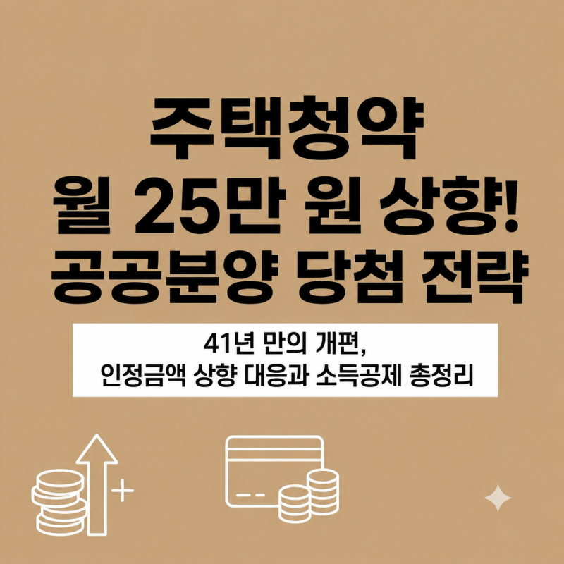 주택청약종합저축 가입 가이드: 월 납입 인정액 25만 원 상향과 청약 가점 관리법