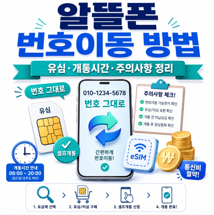 알뜰폰 번호이동 방법｜유심·개통시간·주의사항 정리