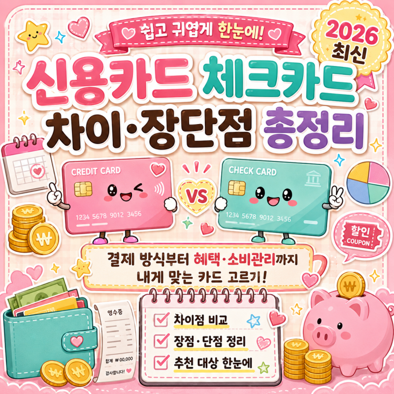 신용카드 체크카드 차이 총정리｜장단점·소득공제·추천 대상 비교