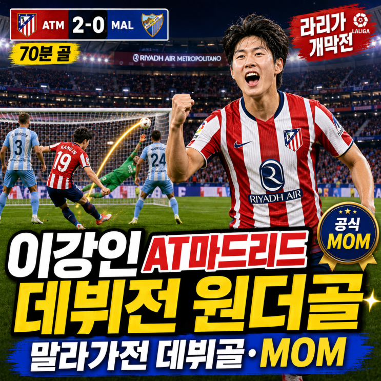 <b>이강인</b> AT마드리드 <b>데뷔</b>전 원더골, 말라가전 <b>데뷔골</b>·MOM까지 터졌다
