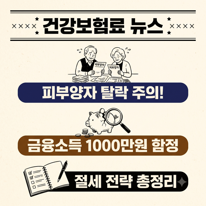 건강보험료 피부양자 탈락 막는 절세 전략, 금융소득 1000만원 초과부터 전액 산정되는 구조....