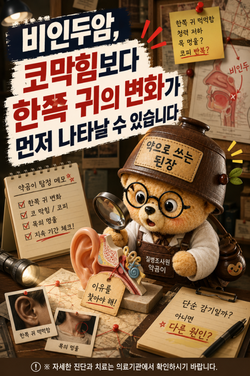 비인두암, 코막힘보다 한쪽 귀의 변화가 먼저 나타날 수 있습니다.