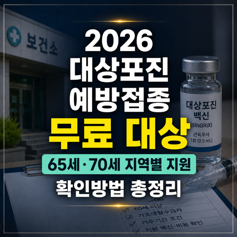 2026 대상포진 예방접종 무료 대상은? 65세, 70세 지역별 지원 확인방법