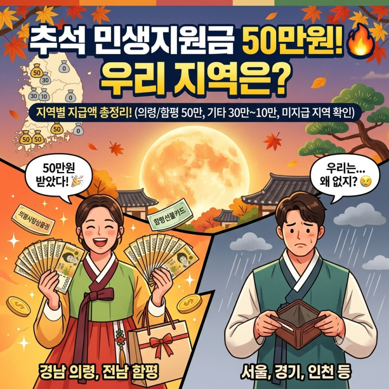 추석 민생지원금 50만원, 우리 지역은 왜 없을까