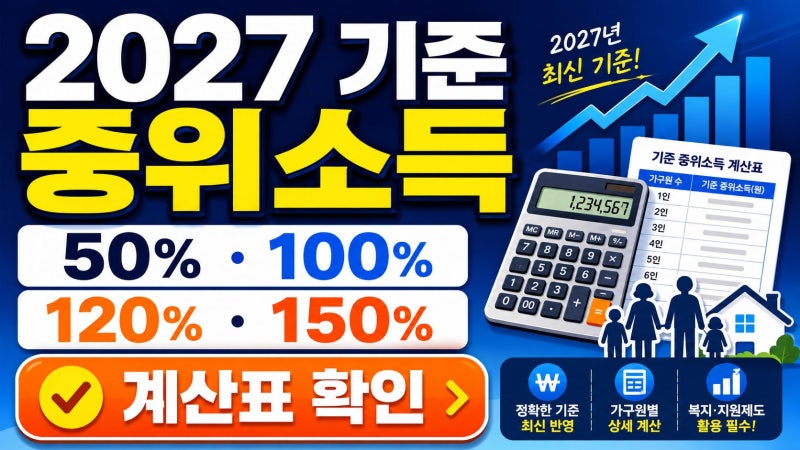 2027년 1인가구 기준 중위소득 얼마? 100%·120%·150% 한눈에 확인