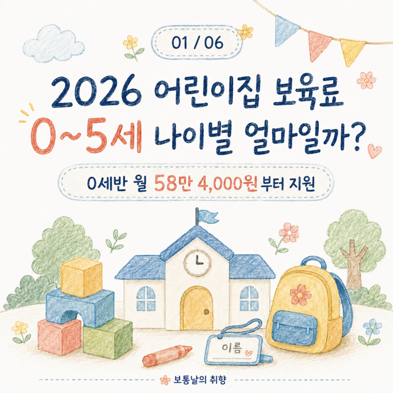 2026 어린이집 보육료 지원, 0~5세 나이별 금액은?